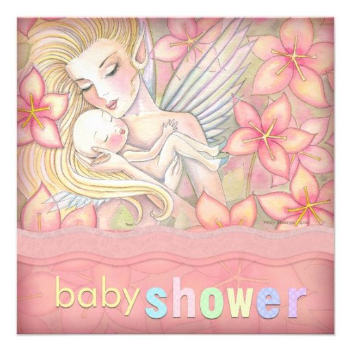 Pink Floral Fairy Mother and Infant Baby Shower Invitation
