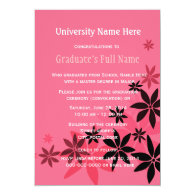 Pink floral graduation ceremony (convocation) invitations