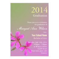 Pink floral graduation party invitations. custom invites