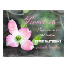 Pink Floral Grunge Sweet 16 Invitations