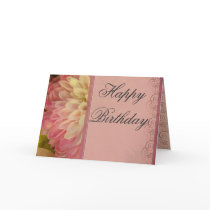 Pink floral happy birthday card by perfectpostage Pink floral happy birthday card