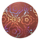 Pink Floral Holorgram Round Sticker