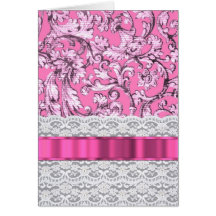 Pink floral lace pattern card