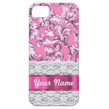 Pink floral lace pattern iPhone 5 cases