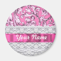 Pink floral lace pattern magnet