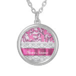 Pink floral lace pattern necklaces
