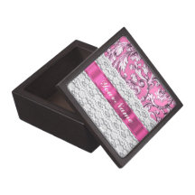 Pink floral lace pattern premium trinket boxes