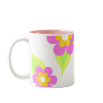 Pink floral leaves mugs