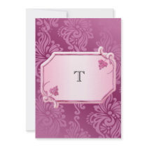 Pink Floral Monogram Wedding Invitation