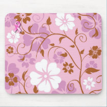 pink floral mousepad with Pink Ribbon mousepads