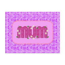Pink Floral Mum Postcard postcards