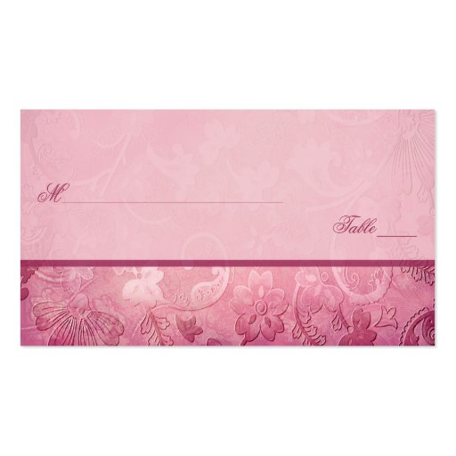 Pink Floral Paisley Placecards Business Card (front side)