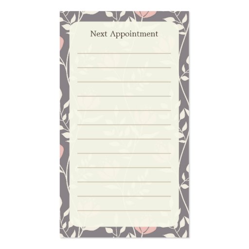 Pink Floral Pattern Appointment Business Card (back side)