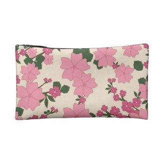 Pink Floral Pattern Makeup Bags