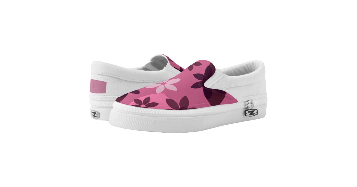 Pink floral pattern printed shoes Zazzle