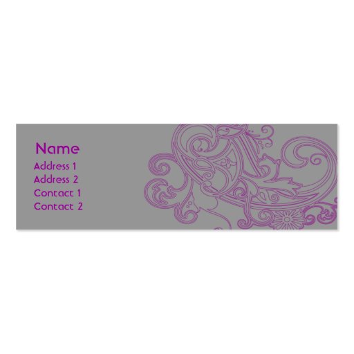Pink Floral Pattern - Skinny Business Card Templates (front side)