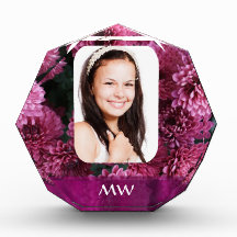Pink floral personalized photo award