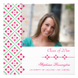 Pink floral photo graduation party announcement