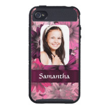 Pink floral photo template cases for iPhone 4