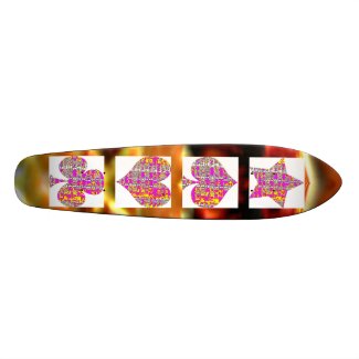 Pink Floral Poker Signs - Diamond,Spade,Heart,Club skateboard