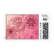 Pink Floral Postage Stamps