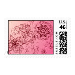 Pink Floral Postage Stamps