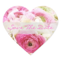 Pink Floral Save The Date Heart Wedding Sticker