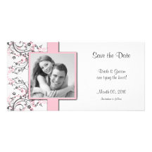 Pink Floral Save the Date Photo Cards