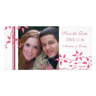 Pink Floral Save the Date Wedding Photo Cards