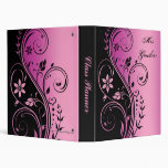 Pink Floral Scroll Teachers Class Planner Binder