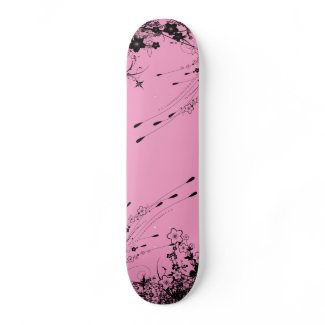 pink floral skateboard