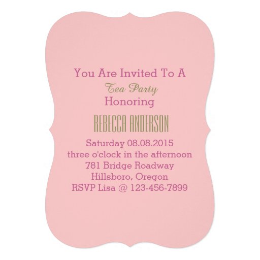 pink floral spring bridal shower tea party personalized announcement