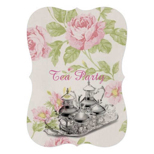 pink floral spring bridal shower tea party personalized announcement