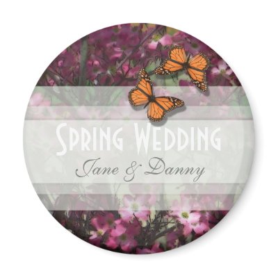 Pink Floral Spring Wedding Magnet by KELLBELL535