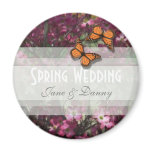 Pink Floral Spring Wedding Magnet