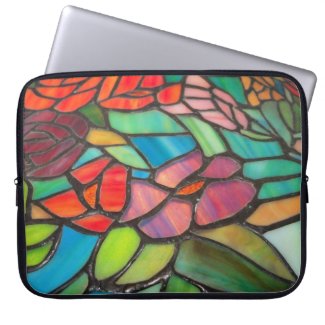 Pink Floral Stained Glass Laptop Sleeve