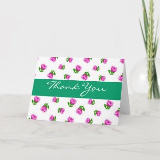 Pink Floral Thank You Card card