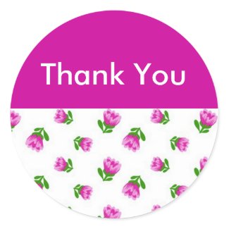 Pink Floral Thank You Envelope Seals sticker