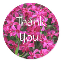 Pink Floral Thank You Round Stickers