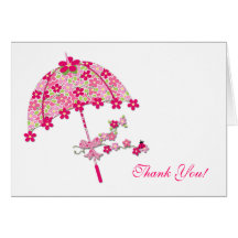 Pink Floral Umbrella, Bridal Shower Card