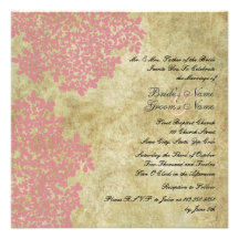 Pink Floral Vintage Square Wedding Invitations