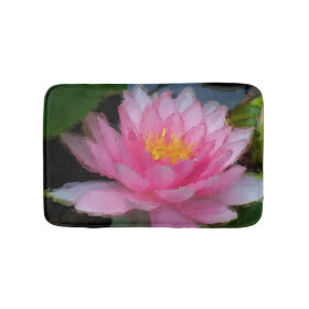 Pink Floral Water Lily Lotus Flower Bath Mats