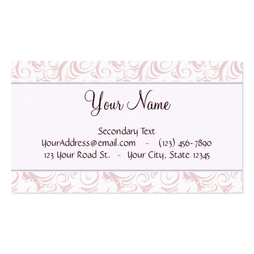 Pink Floral Wisps & Stripes with Monogram Business Cards (front side)