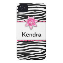 Pink floral zebra print iPhone 4 Case-Mate case
