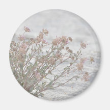 Pink Florals On White Fridge Magnets