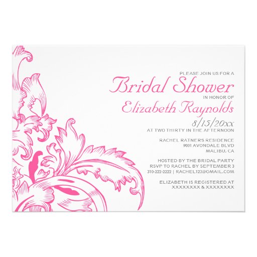 Pink Flourish Bridal Shower Invitations