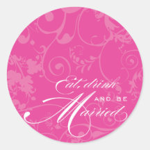 Pink Flourish Eat, Drink, and Be Married Sticker