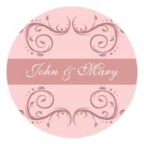 Pink Flourish Monogram Stickers
