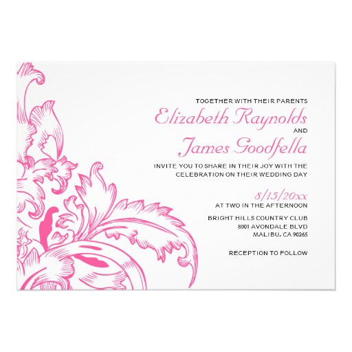 Pink Flourish Wedding Invitations