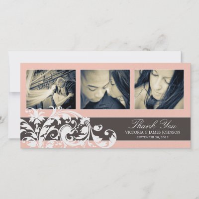 PINK FLOURISH | WEDDING THANK YOU CARD PHOTO GREETING CARD